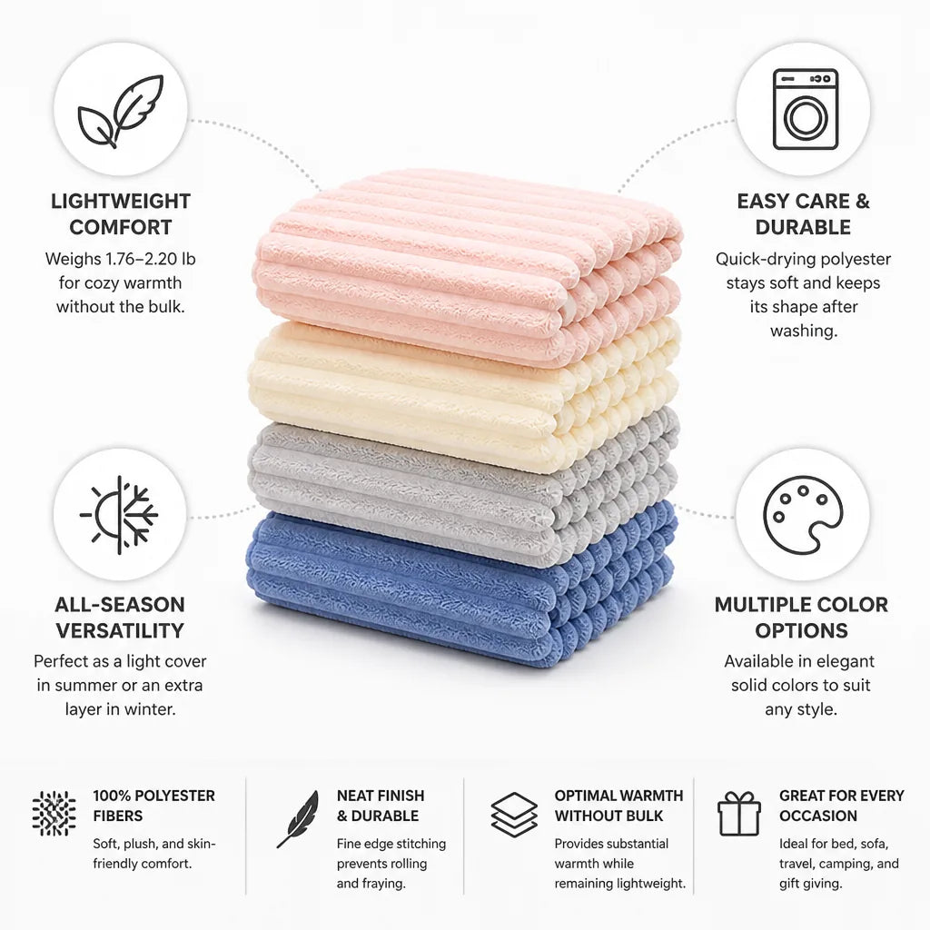Fleece Blanket Soft Plush Polyester All-Season