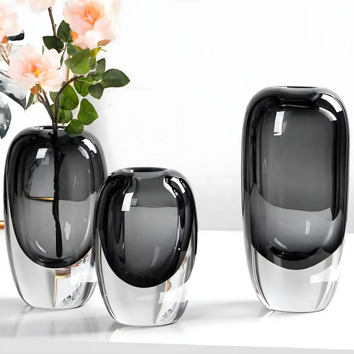 Flower Vase Opalescent Crystal Glass Light-Catching Decorative Centerpiece