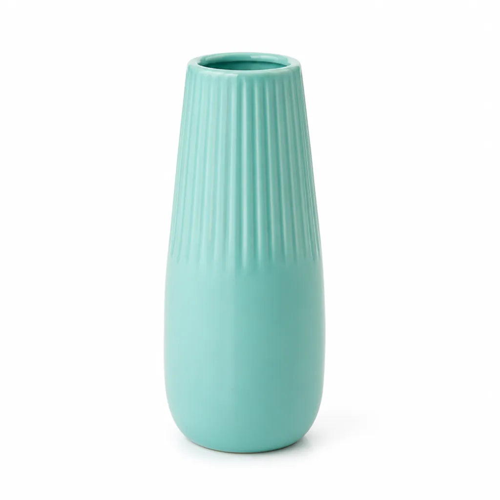 Flower Vase Tapered Ceramic 10 Inch Blue