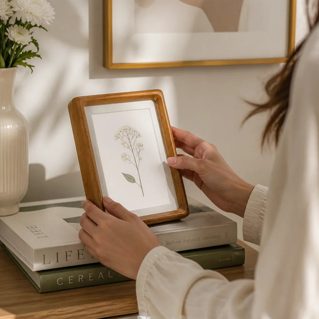 Freestanding Solid Wood Rectangular Rounded-Corner Picture Frame