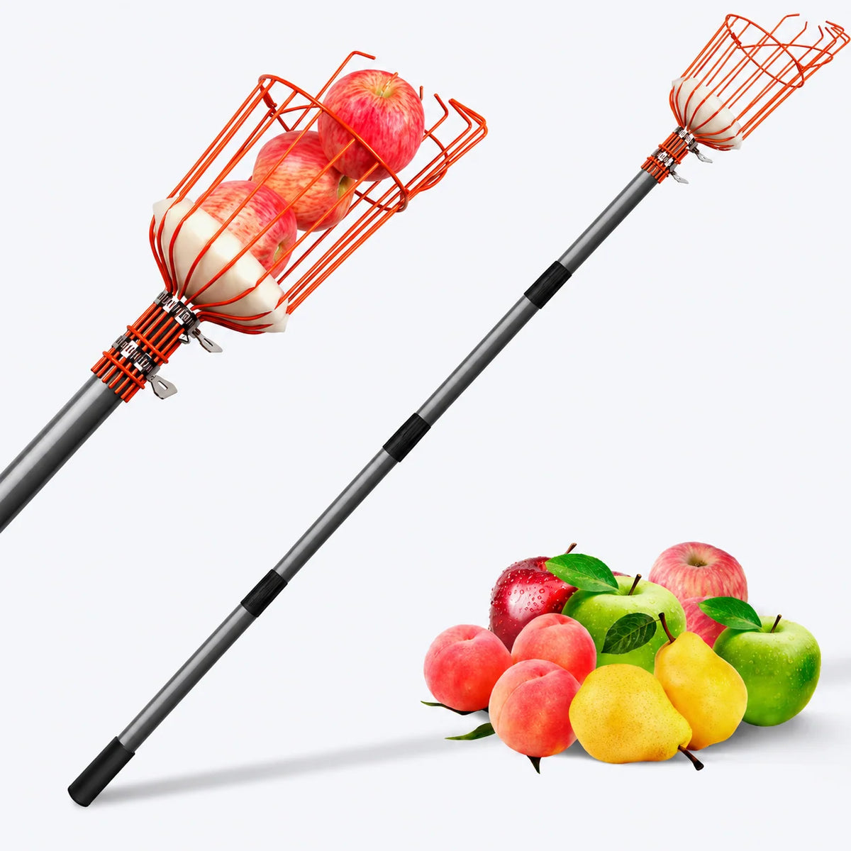 Fruit Picker Telescoping Steel Handle Cushioned Landing Pad