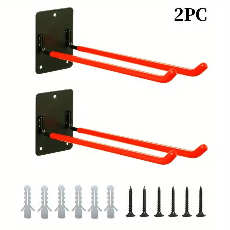 Garage Storage Hooks Steel Anti-Slip Wall-Mounted Set of 2