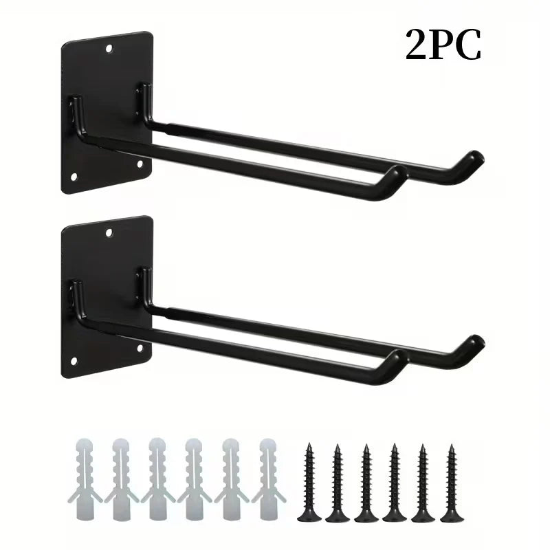 Garage Storage Hooks Steel Anti-Slip Wall-Mounted Set of 2