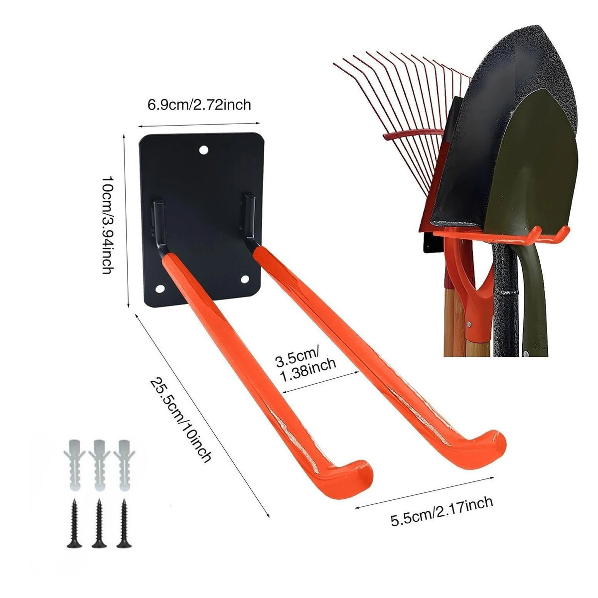 Garage Storage Hooks Steel Anti-Slip Wall-Mounted Set of 2
