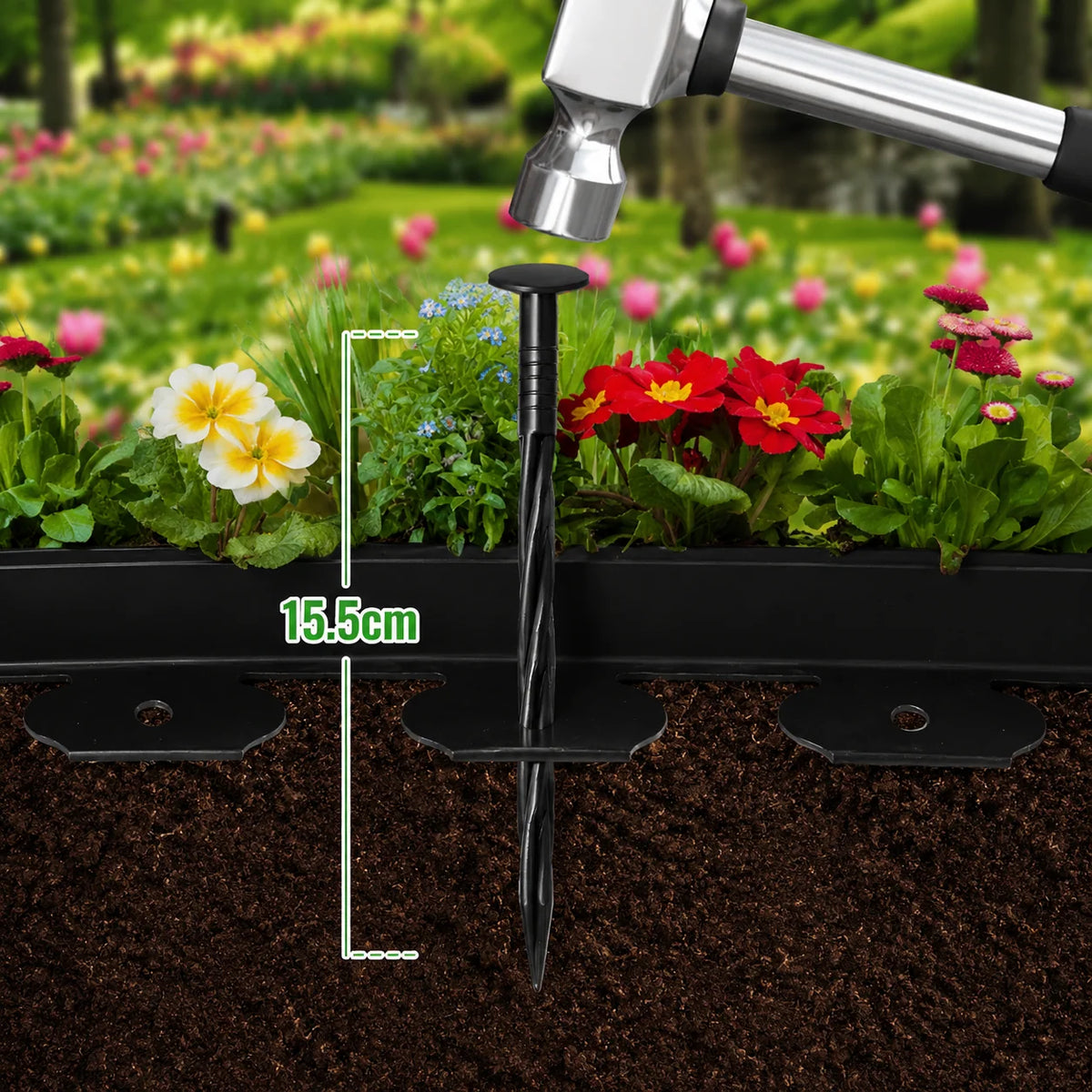 Garden Edging Flexible No-Dig Design 30 Stakes Included
