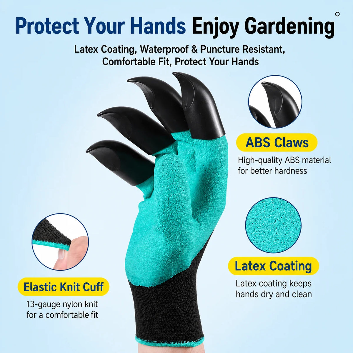Garden Gloves ABS Fingertip Claws Breathable Fabric