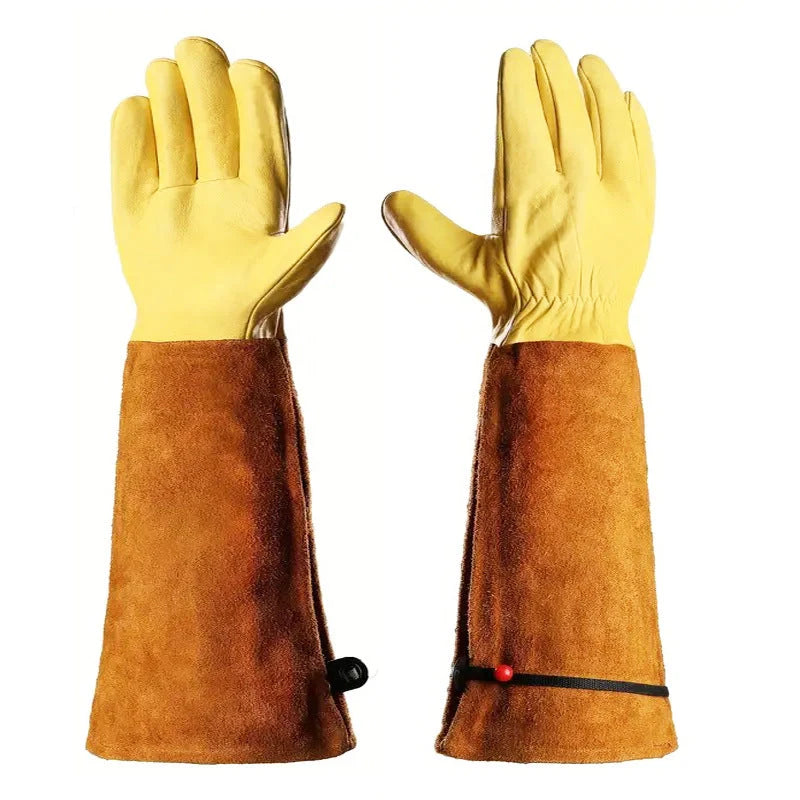 Garden Gloves Long Cuffs Adjustable Strap Stretch Wrist