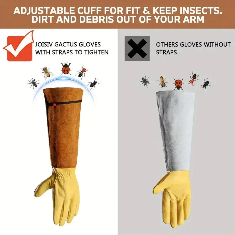 Garden Gloves Long Cuffs Adjustable Strap Stretch Wrist