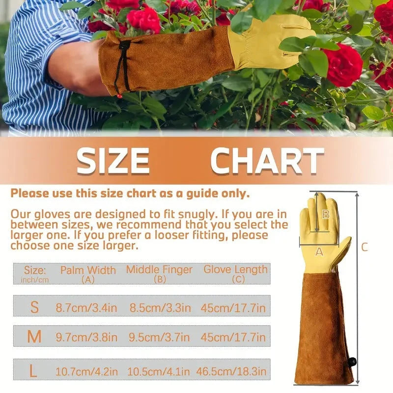 Garden Gloves Long Cuffs Adjustable Strap Stretch Wrist