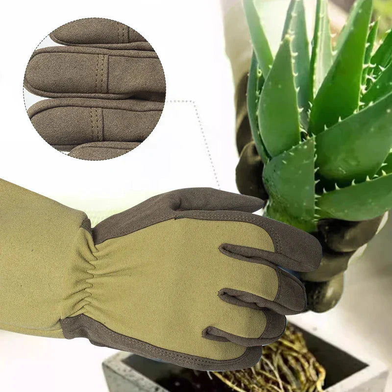 Garden Gloves Long Cuffs Adjustable Strap Stretch Wrist