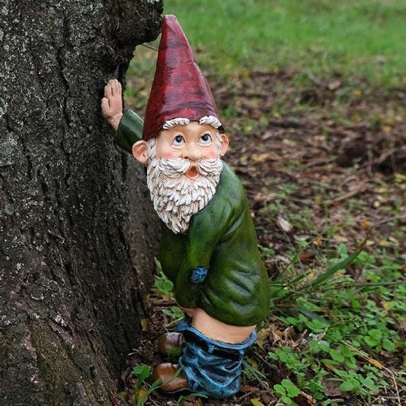 Garden Gnome Statue Resin Funny Outdoor Decor