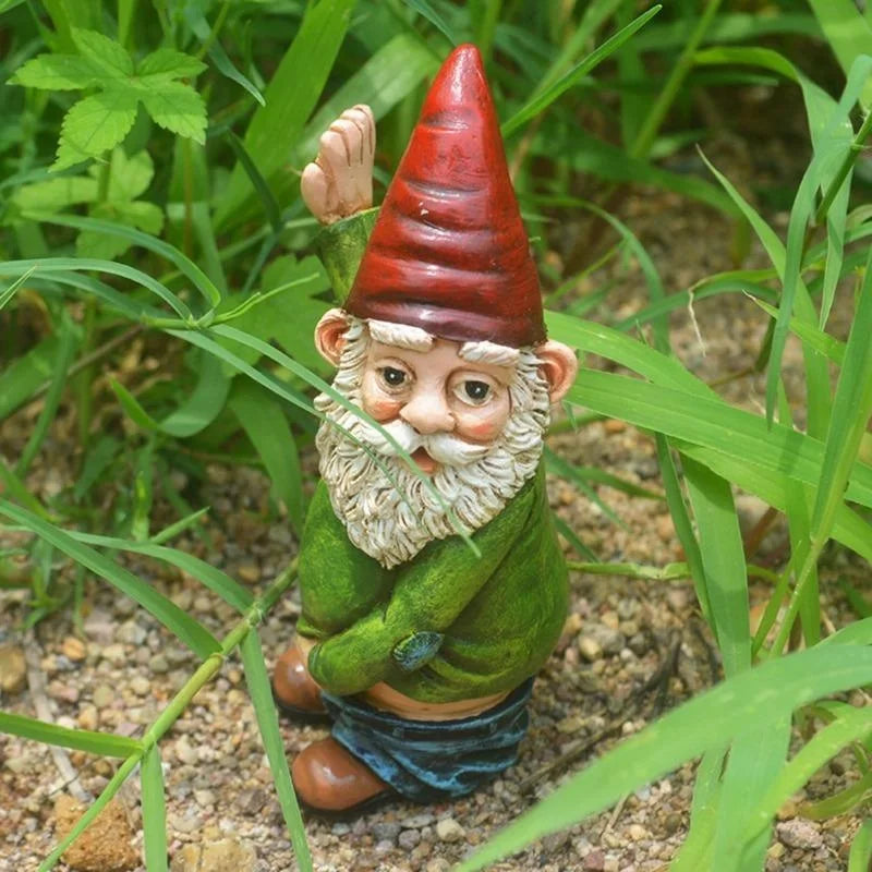 Garden Gnome Statue Resin Funny Outdoor Decor
