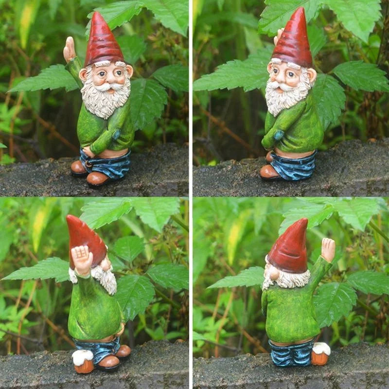 Garden Gnome Statue Resin Funny Outdoor Decor