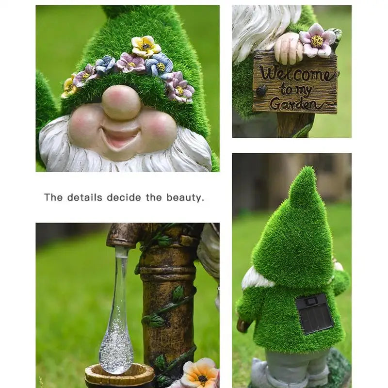Garden Gnome Statue Solar-Powered Lantern Plastic Outdoor Decor