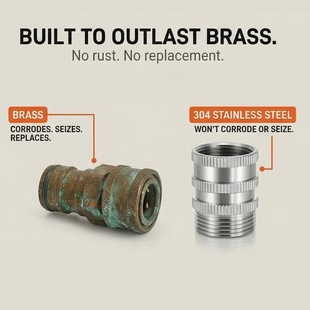 Garden Hose Connector Set Stainless Steel Quick-Connect 4-Piece