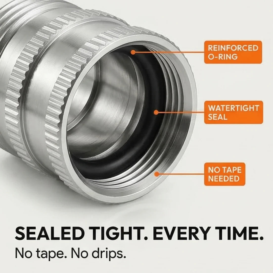Garden Hose Connector Set Stainless Steel Quick-Connect 4-Piece