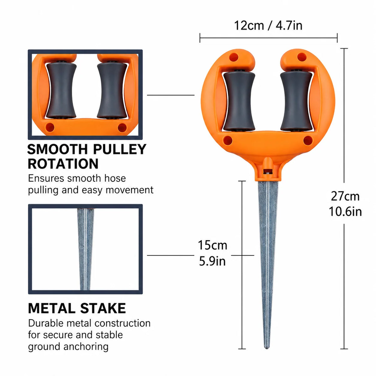 Garden Hose Guide Dual Rollers Plant Protection Ground Stake