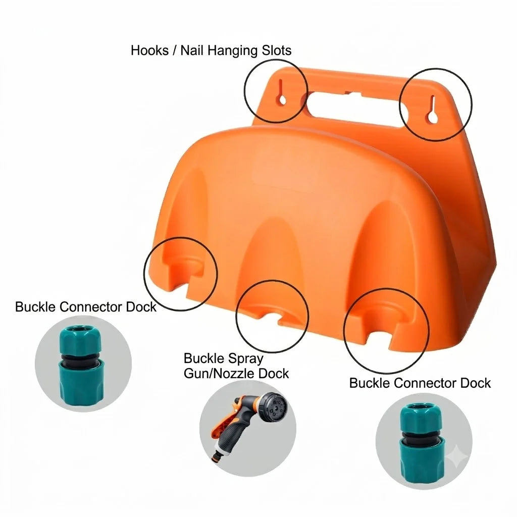 Garden Hose Hanger Wall-Mounted Weather-Resistant PP Multiple Slots