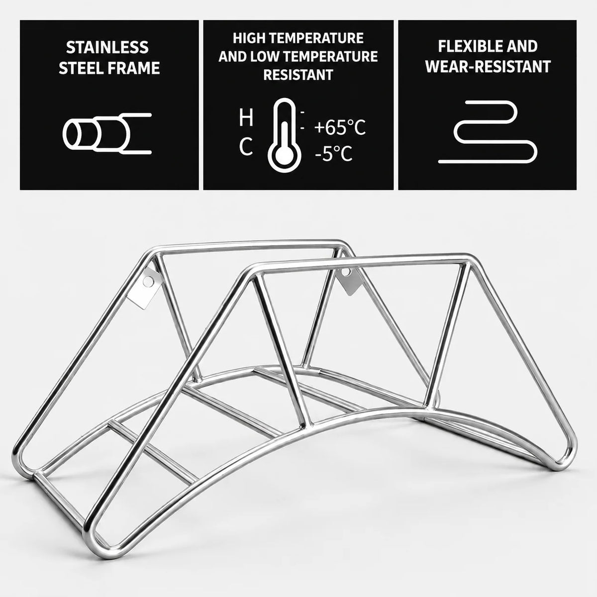 Garden Hose Holder 304 Stainless Steel Wall-Mounted Kink-Reducing Design