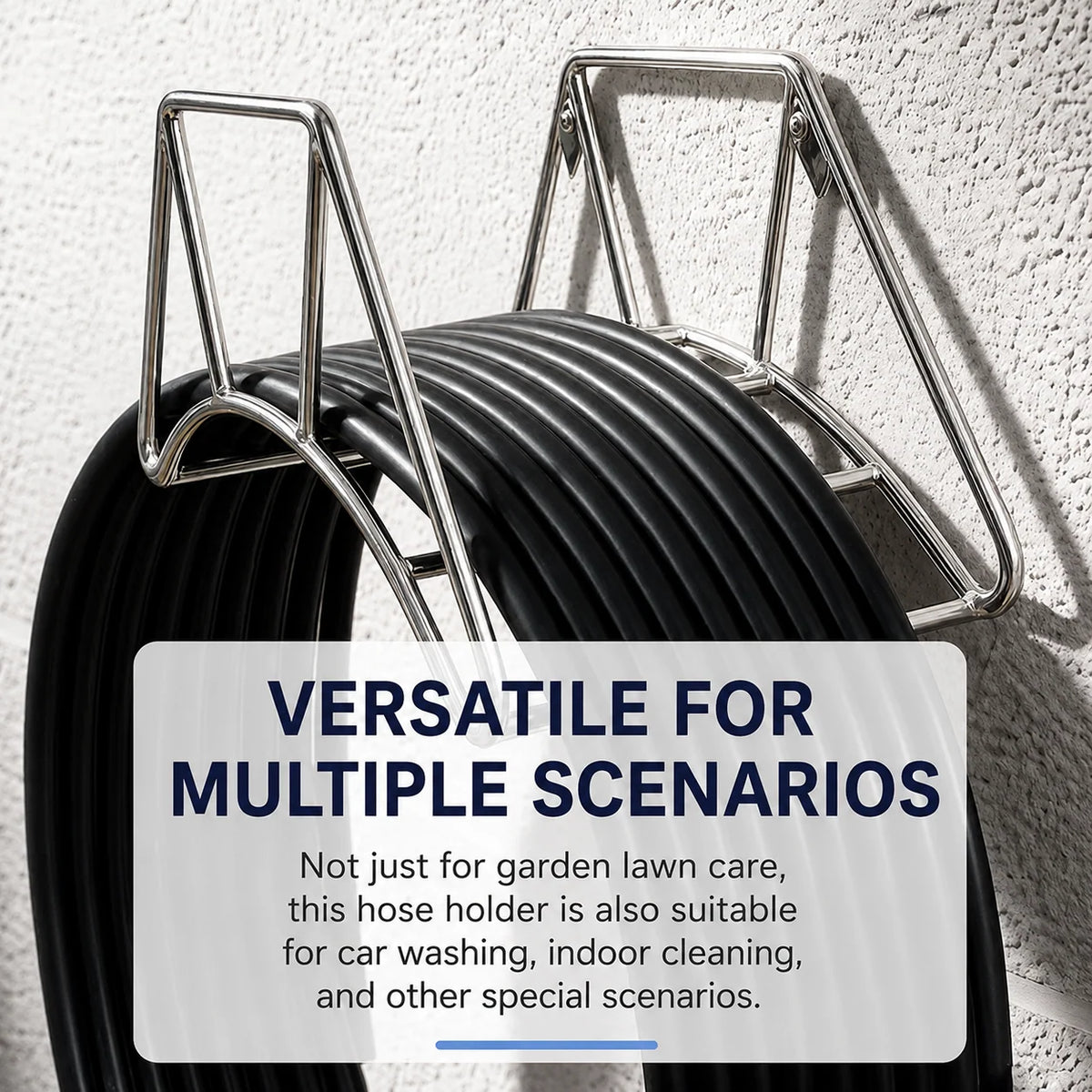 Garden Hose Holder 304 Stainless Steel Wall-Mounted Kink-Reducing Design