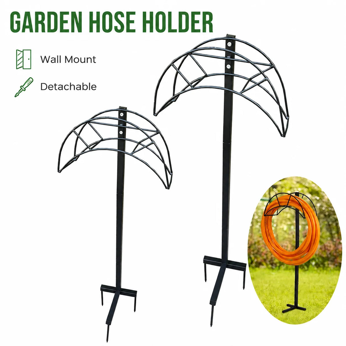 Garden Hose Holder Freestanding Steel Detachable Design