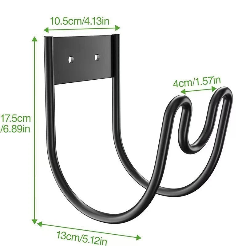 Garden Hose Holder Wall-Mounted Metal Double Hook