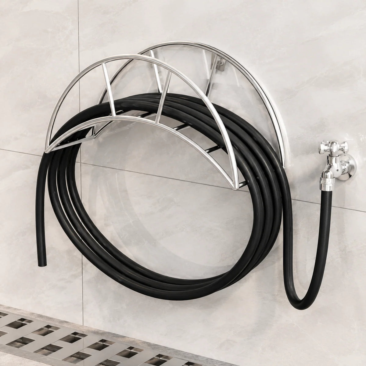 Garden Hose Holder Wall-Mounted Stainless Steel 110 lb Capacity