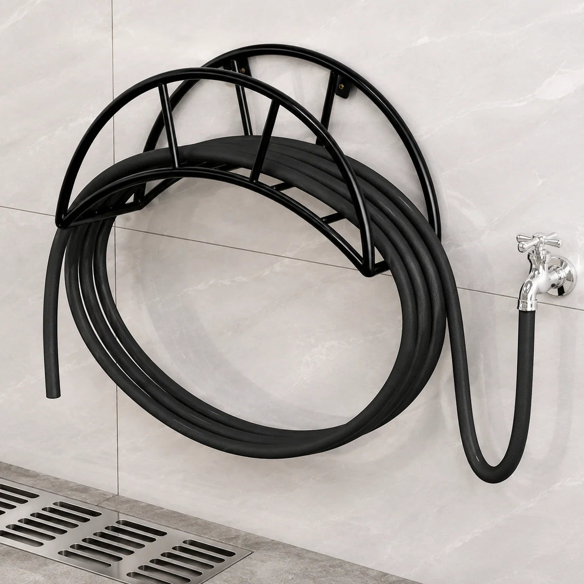 Garden Hose Holder Wall-Mounted Stainless Steel 110 lb Capacity