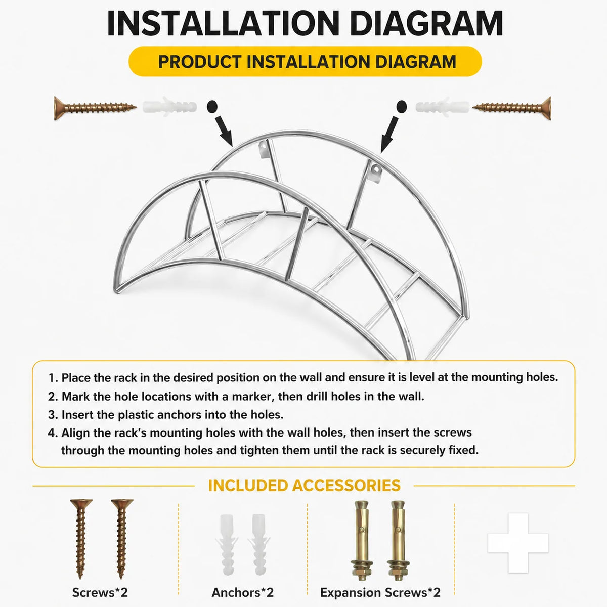 Garden Hose Holder Wall-Mounted Stainless Steel 110 lb Capacity