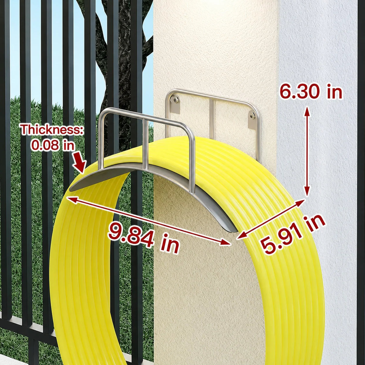 Garden Hose Holder Wall-Mounted Stainless Steel Space-Saving