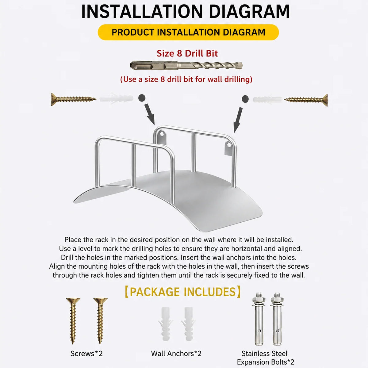 Garden Hose Holder Wall-Mounted Stainless Steel Space-Saving