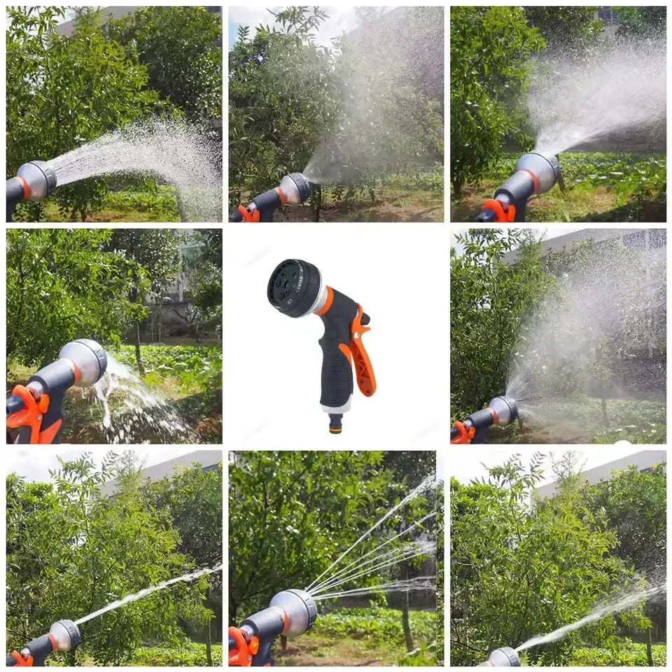 Garden Hose Spray Gun 8 Patterns Adjustable Flow Trigger Lock