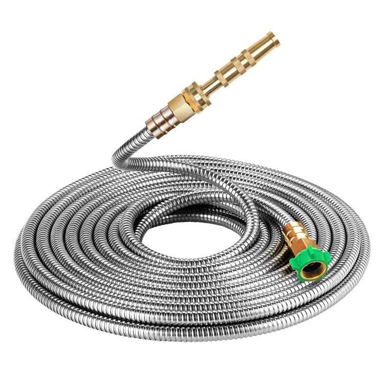 Garden Hose Stainless Steel Kink-Resistant Adjustable Brass Nozzle