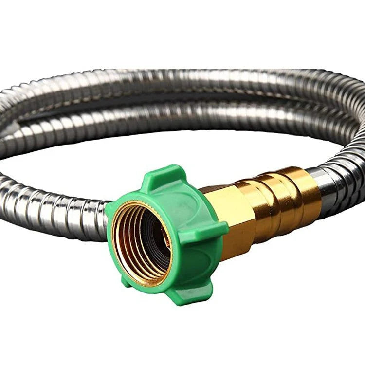 Garden Hose Stainless Steel Kink-Resistant Adjustable Brass Nozzle