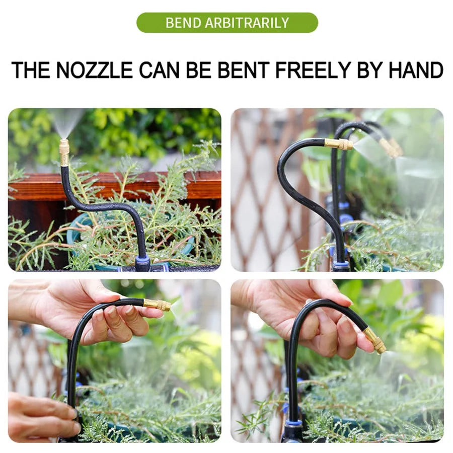 Garden Irrigation System 360° Adjustable Nozzles Quick-Connect Hose Kit