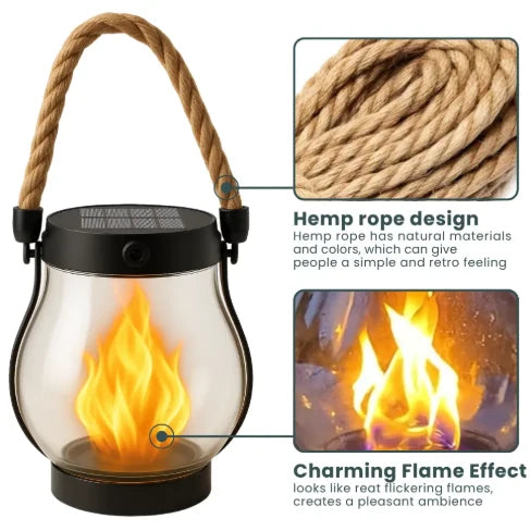 Garden Lantern Solar-Powered Flickering Flame Weather-Resistant