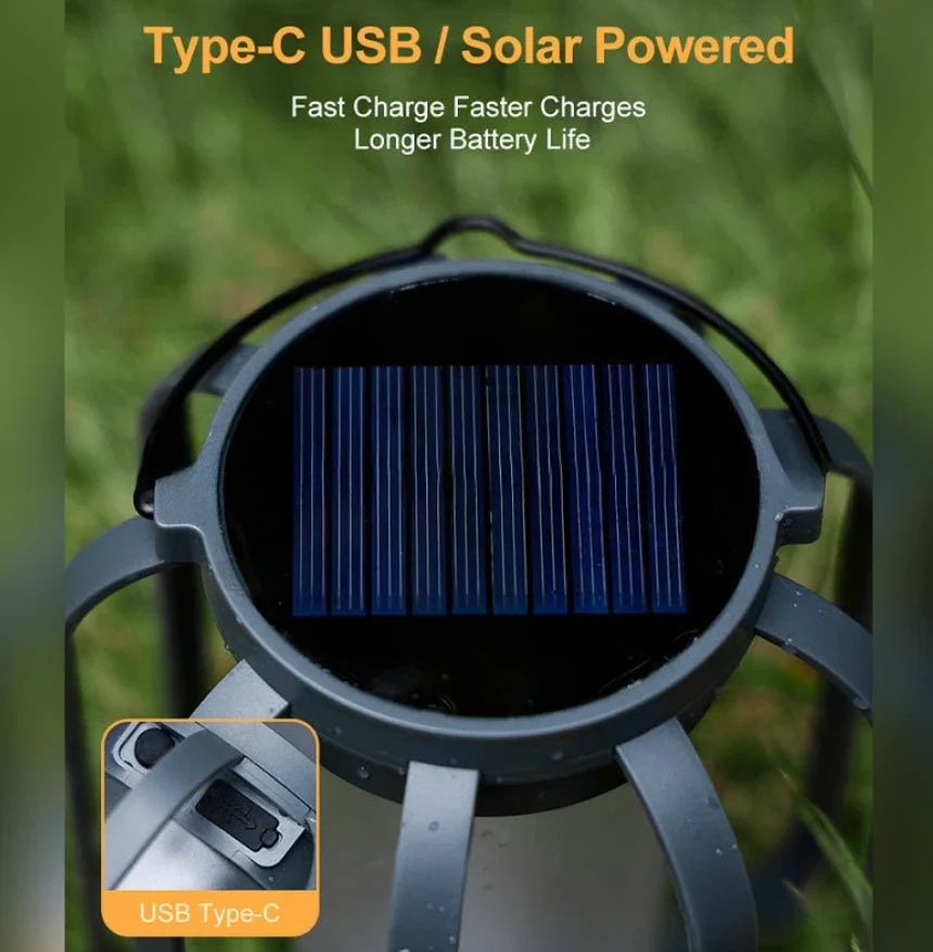 Garden Lantern Solar-Powered Flickering Flame Weather-Resistant