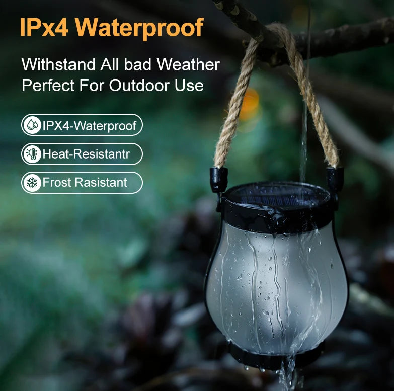 Garden Lantern Solar-Powered Flickering Flame Weather-Resistant