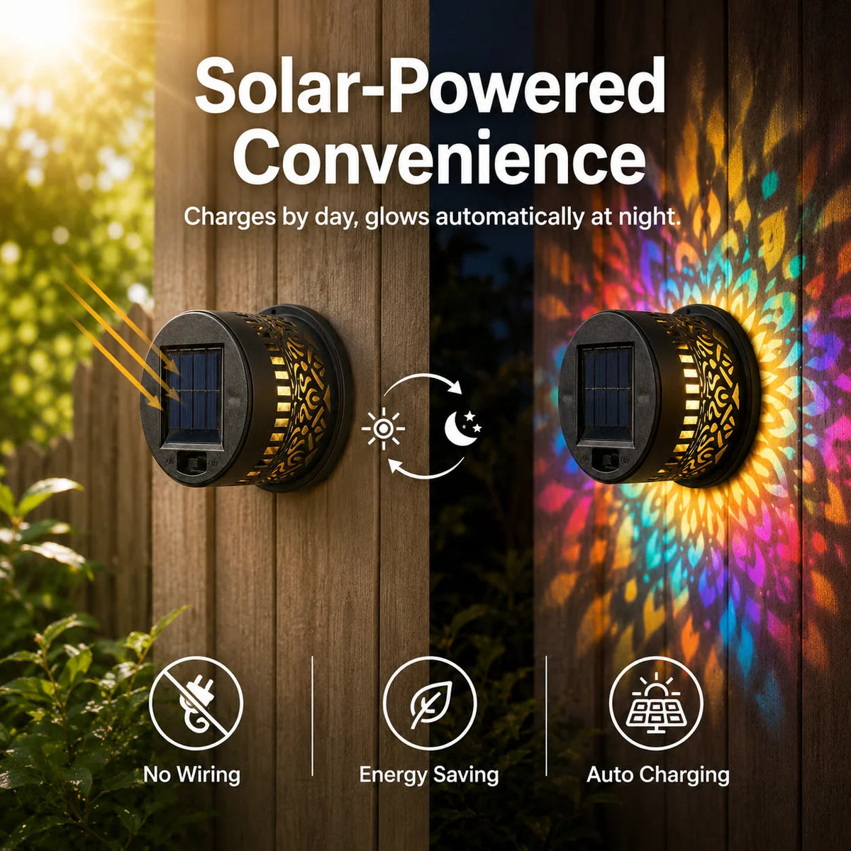 Garden Light Solar-Powered Mandala Projection Dusk-To-Dawn