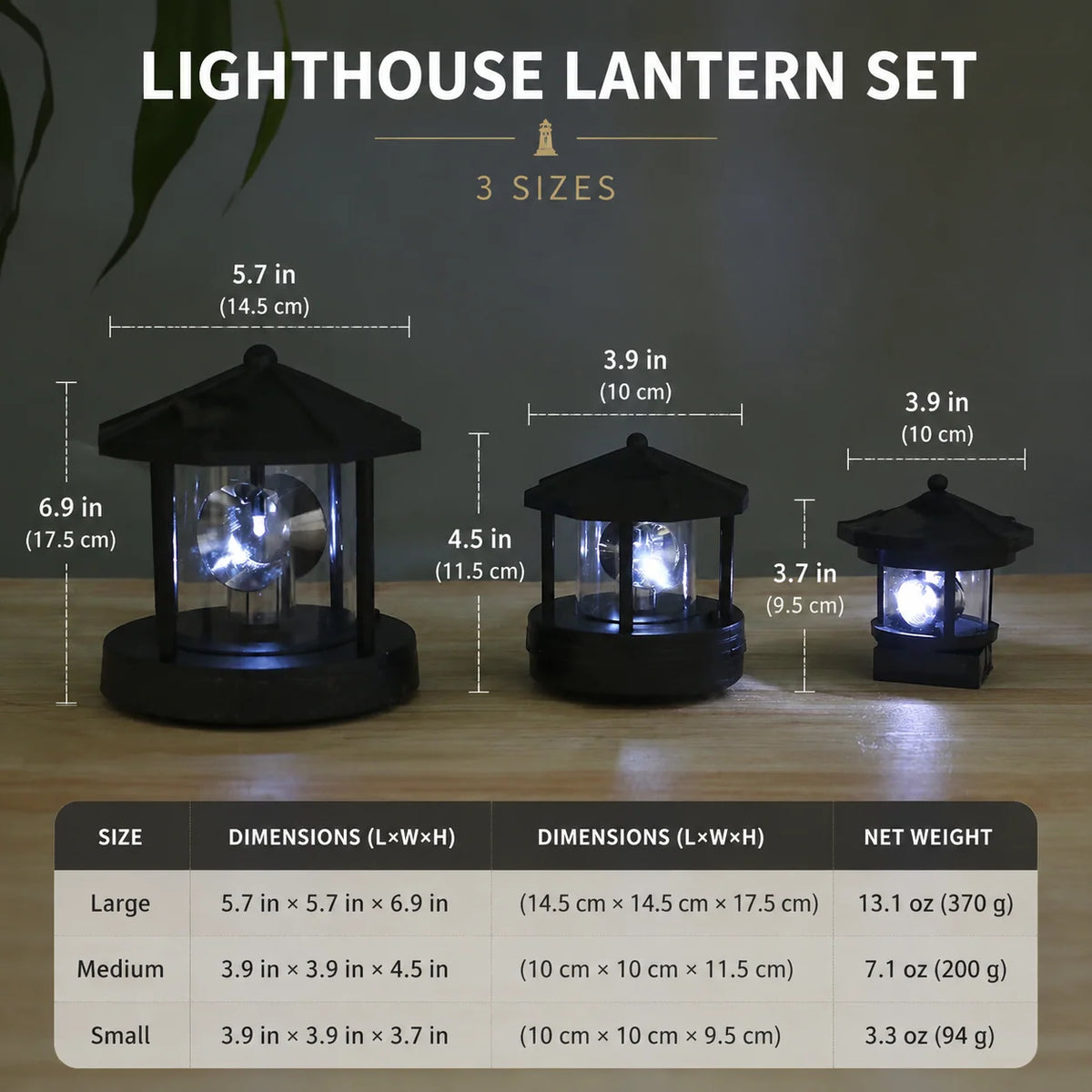 Garden Light Solar Powered Rotating Beacon Automatic Dusk Sensor