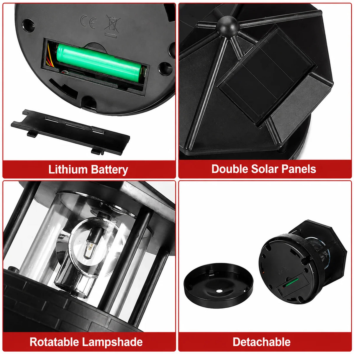 Garden Light Solar Powered Rotating Beacon Automatic Dusk Sensor