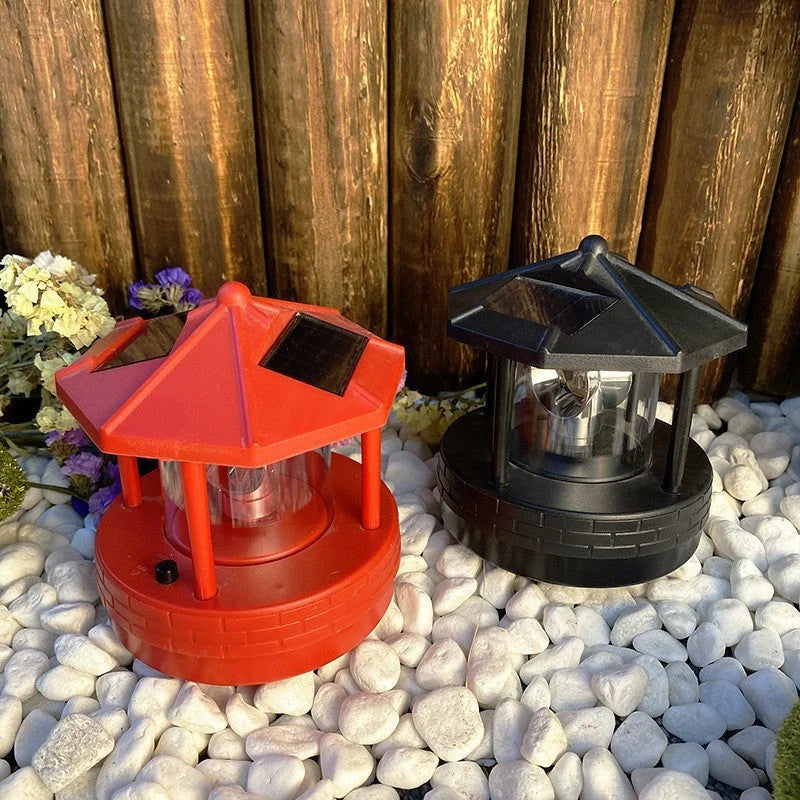 Garden Light Solar Powered Rotating Beacon Automatic Dusk Sensor