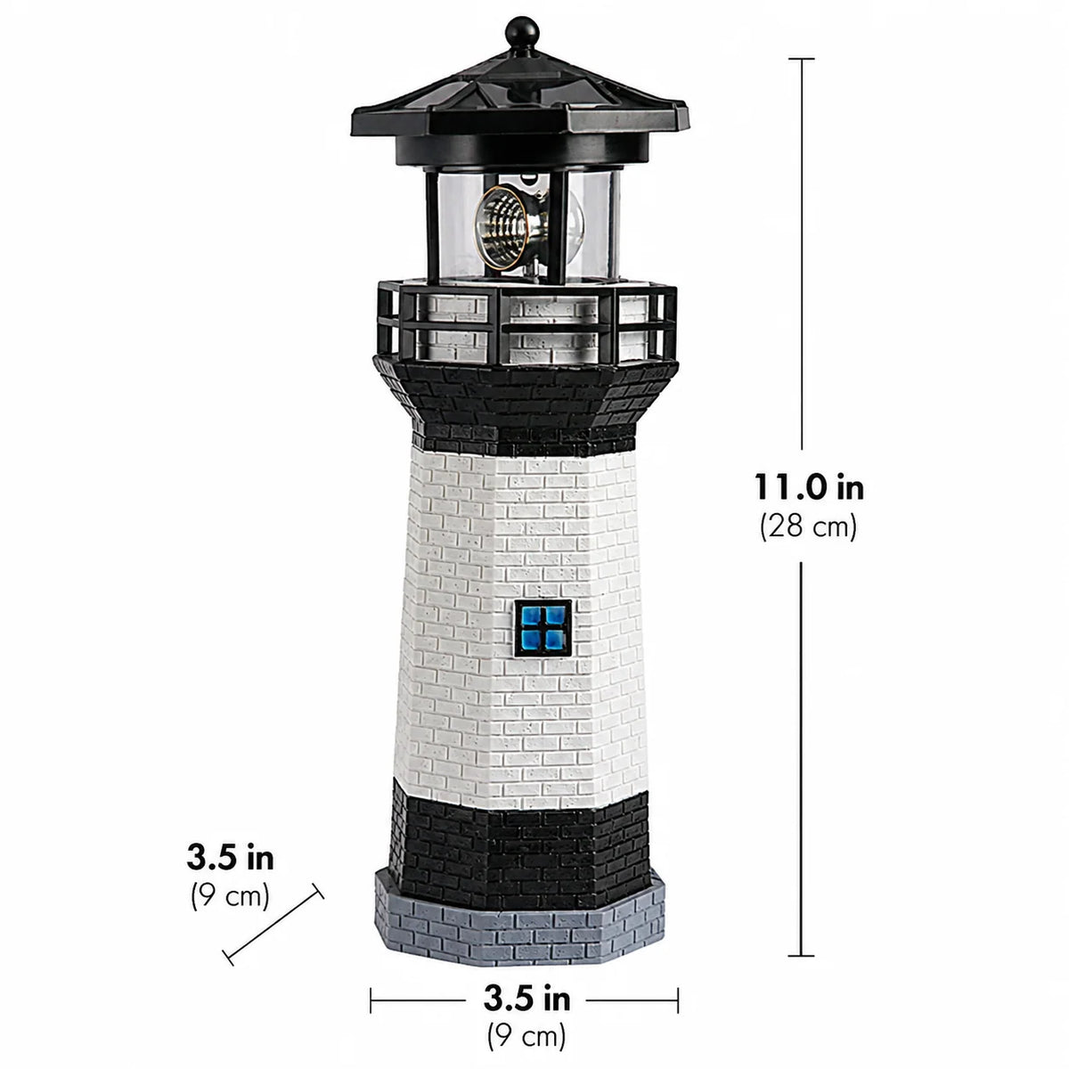 Garden Light Solar-Powered Rotating Beacon Dusk-To-Dawn