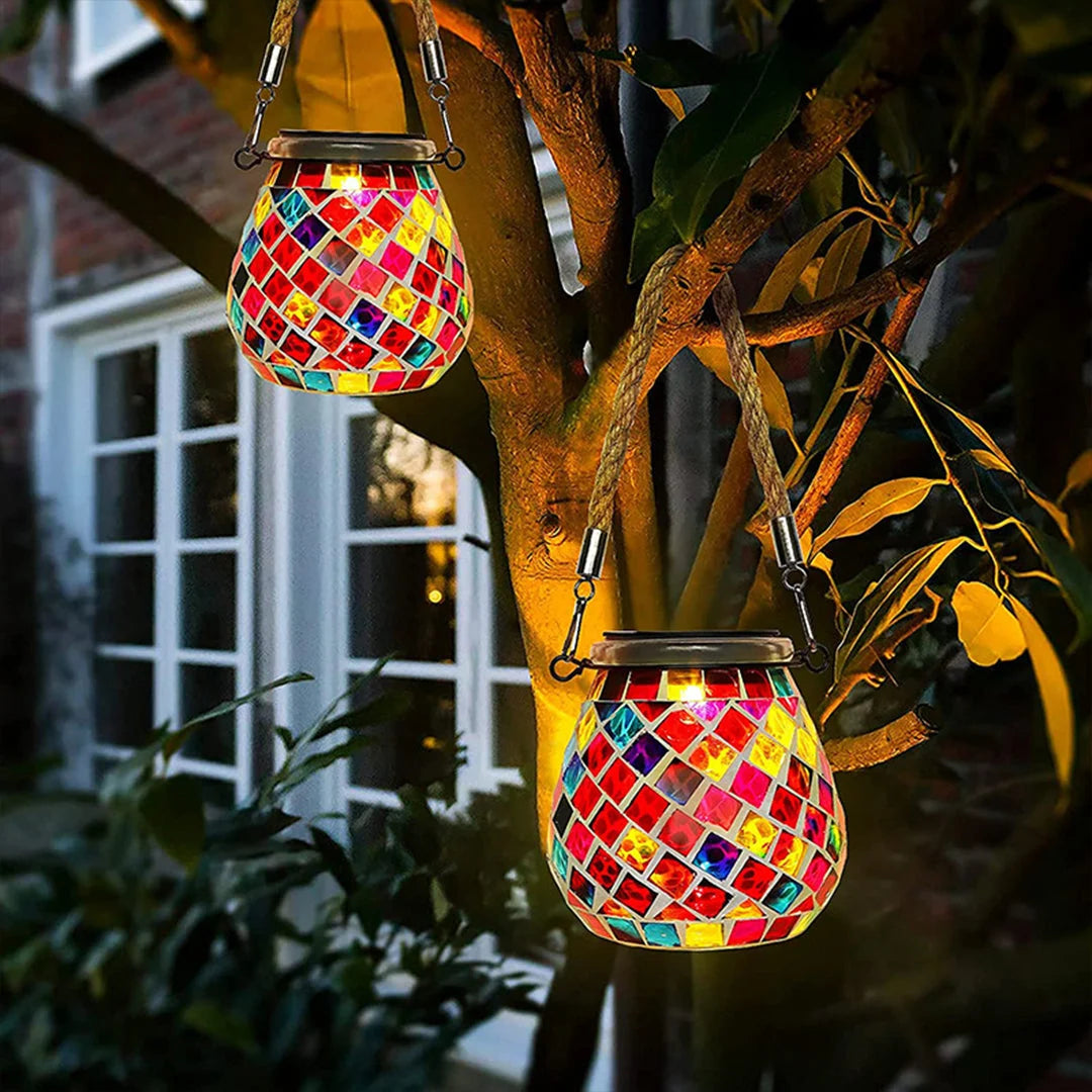 Garden Light Stained Glass Solar-Powered Dusk-to-Dawn
