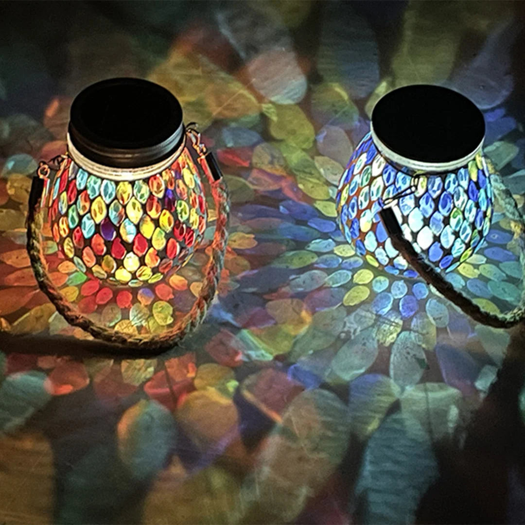 Garden Light Stained Glass Solar-Powered Dusk-to-Dawn