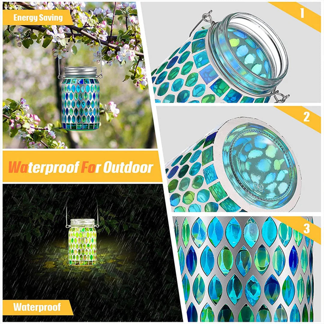 Garden Light Stained Glass Solar-Powered Dusk-to-Dawn