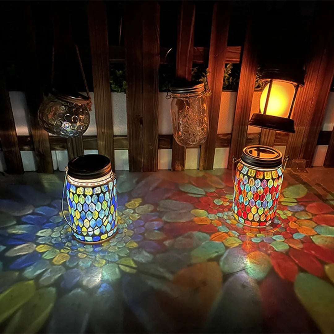 Garden Light Stained Glass Solar-Powered Dusk-to-Dawn