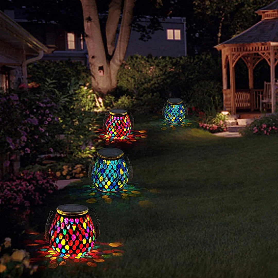 Garden Light Stained Glass Solar-Powered Dusk-to-Dawn