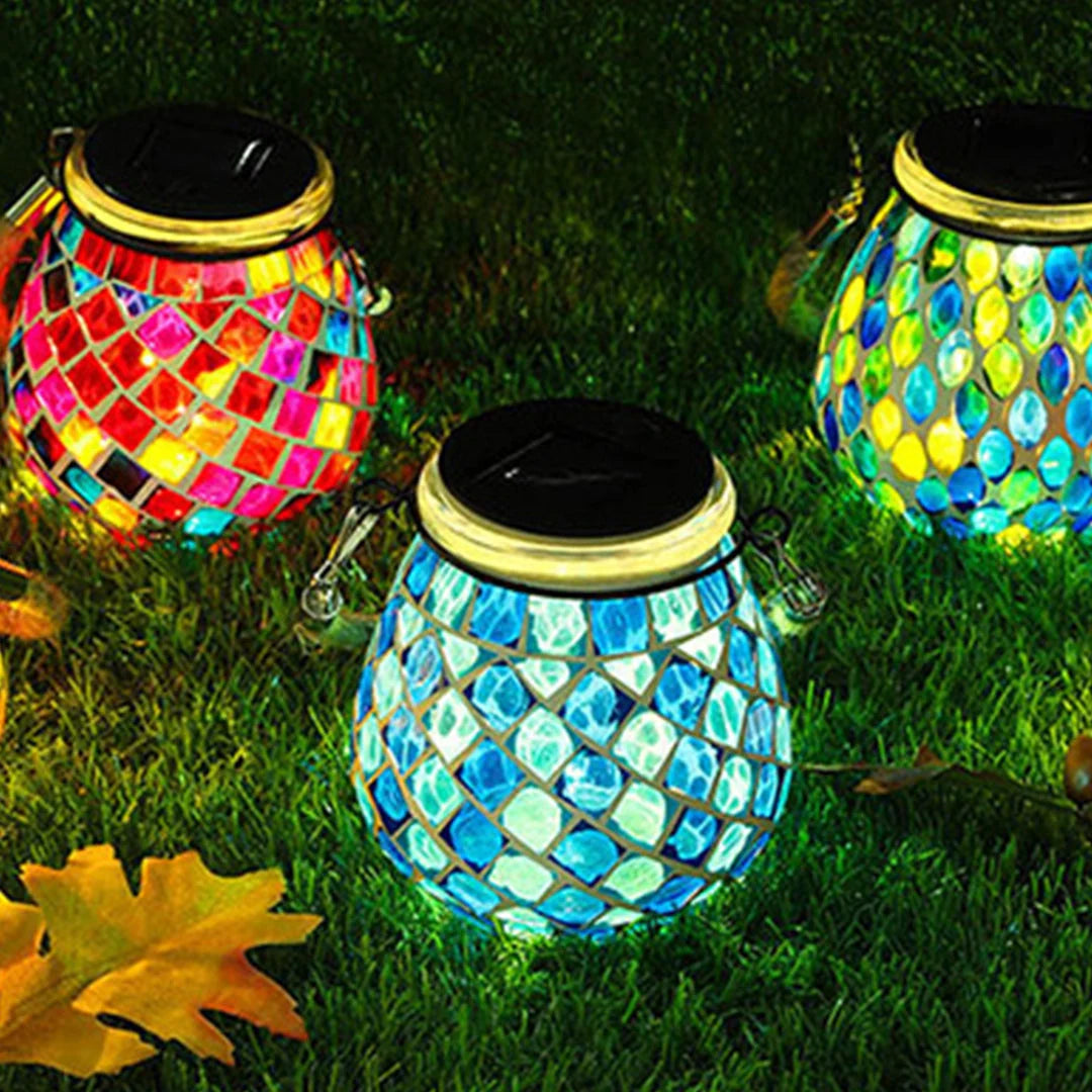 Garden Light Stained Glass Solar-Powered Dusk-to-Dawn