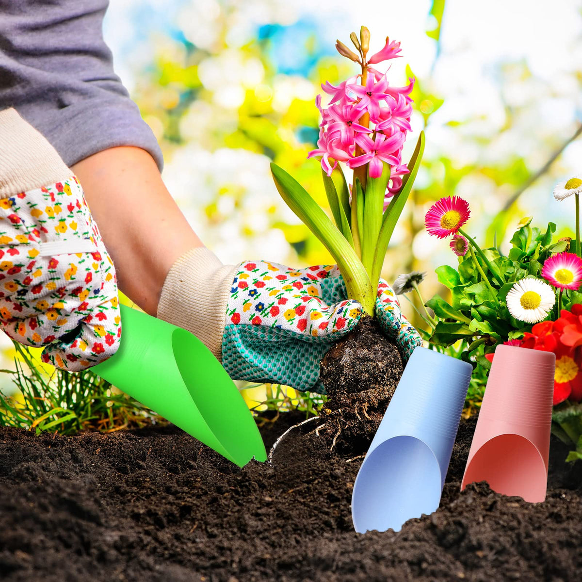 Garden Soil Scoop Set Funnel-Shaped Lightweight Plastic